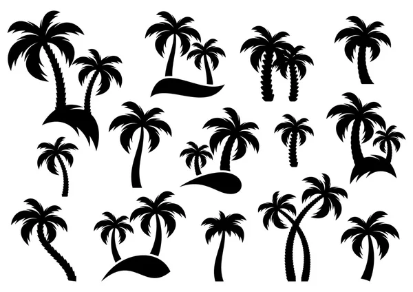 Vector palm träd silhouette ikoner — Stock vektor