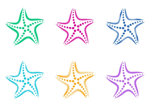 Färgglada vector stiliserade sjöstjärna ikoner — Stock vektor