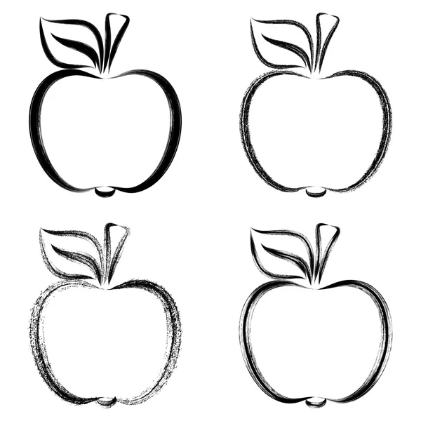 Siyah vektör fırça darbeleri elma — Stok Vektör