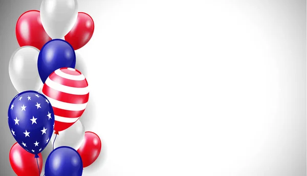 Usa Patriotische Luftballons Auf Weißem Hintergrund Für Die Feierlichkeiten Zum — Stockvektor