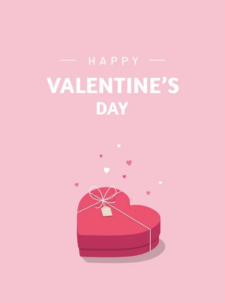 Feliz Dia Dos Namorados Caixa Presente Rosa Forma Coração Isométrico —  Vetores de Stock