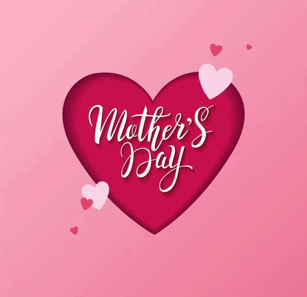 Mother Day Greeting Design Concept Handwritten Lettering Cut Out Heart — Stock Vector