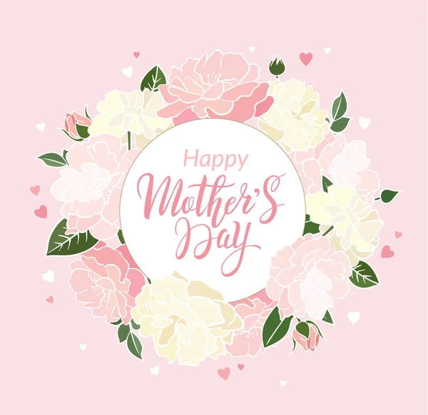 Feliz Día Madre Tarjeta Felicitación Floral Concepto Diseño Pancartas Con — Archivo Imágenes Vectoriales