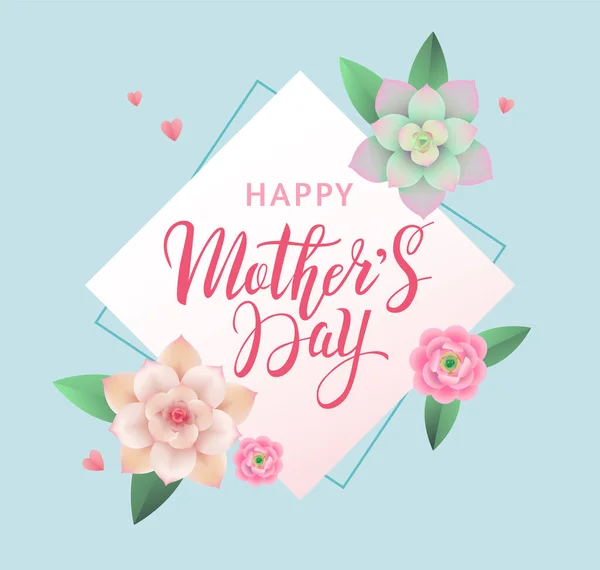 Mother Day Greeting Banner Card Design Concept Beautiful Handwritten Lettering — Stock Vector