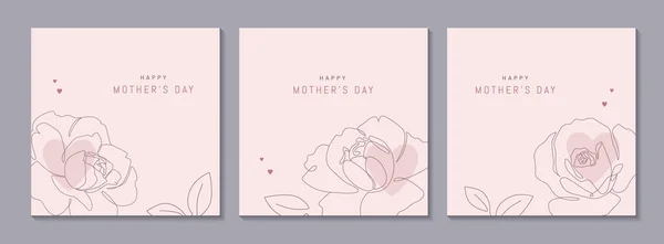 Happy Mother Day Vektor Grußkarten Mit Schönen Blumen Und Herzen — Stockvektor