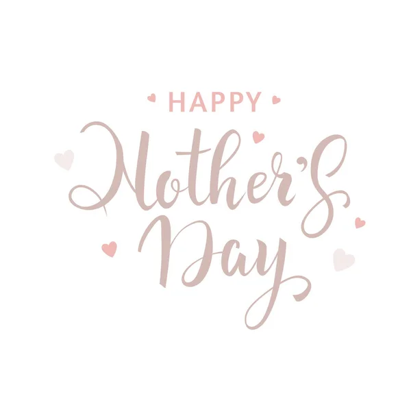 Happy Mother Day Beautiful Lettering Greeting Card Hearts Isolated White — Stock Vector