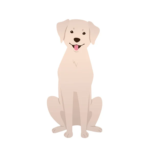 Sitzender Hund Flache Illustration Isoliert Auf Weißem Hintergrund Glücklich Lächelnder — Stockvektor