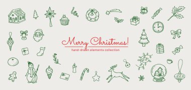 Mutlu noeller. Garip tatil tasarımları için modern el yapımı karalama koleksiyonu