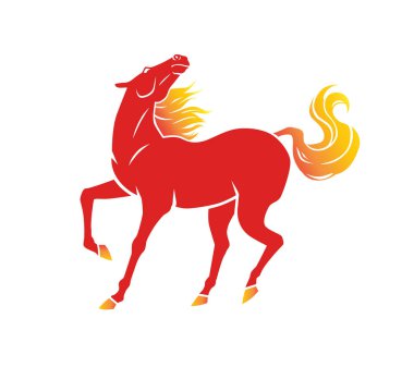 Kırmızılı Ay Yılbaşı Kutlaması için Zarif Ateş Atı Silueti