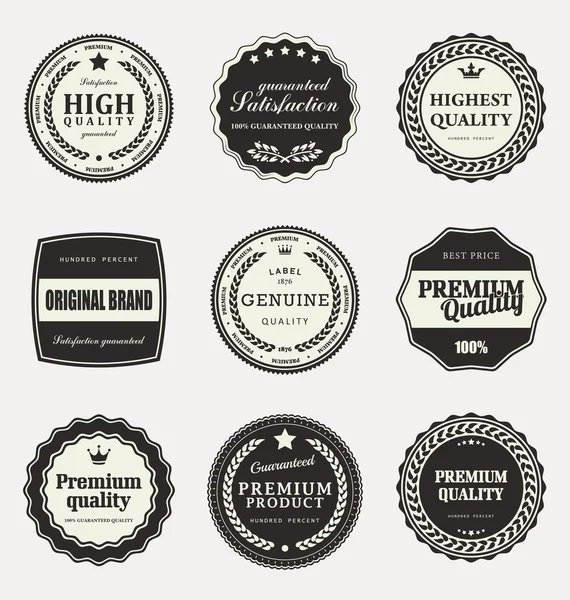 Colección de etiquetas de calidad premium con diseño de estilo vintage retro — Vector de stock