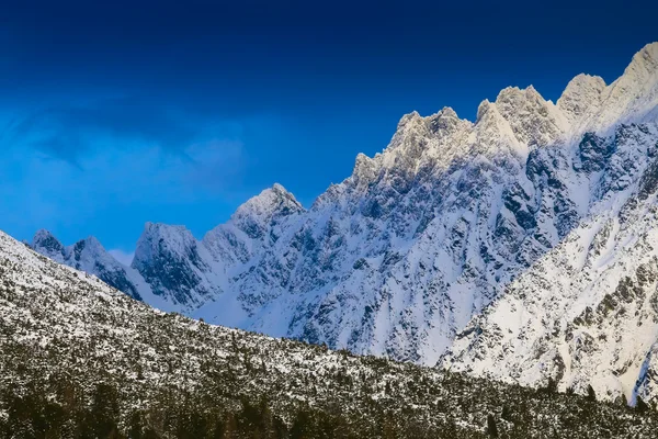 Kar ile kaplı tatras dağların zirveleri — Stok fotoğraf