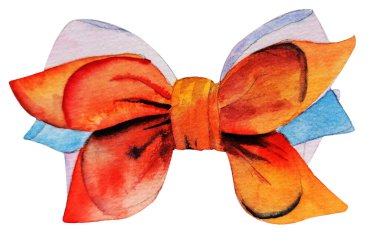 El yapımı suluboya illüstrasyon: beyaz arkaplanda izole edilmiş güzel yay