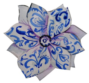 El yapımı suluboya illüstrasyon: beyaz arkaplanda izole edilmiş güzel yay