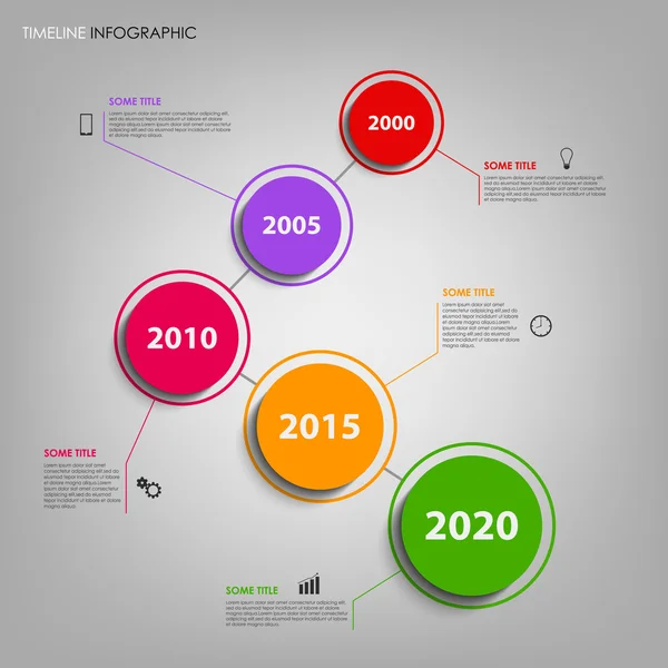 Time line info graphic with colorful design rounds — Stock Vector