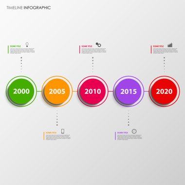 Şablon zaman satır bilgi grafik renkli tasarımı ile daireler