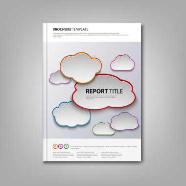 Broşürler kitap ya da renkli bulutlar şablonu ile el ilanı