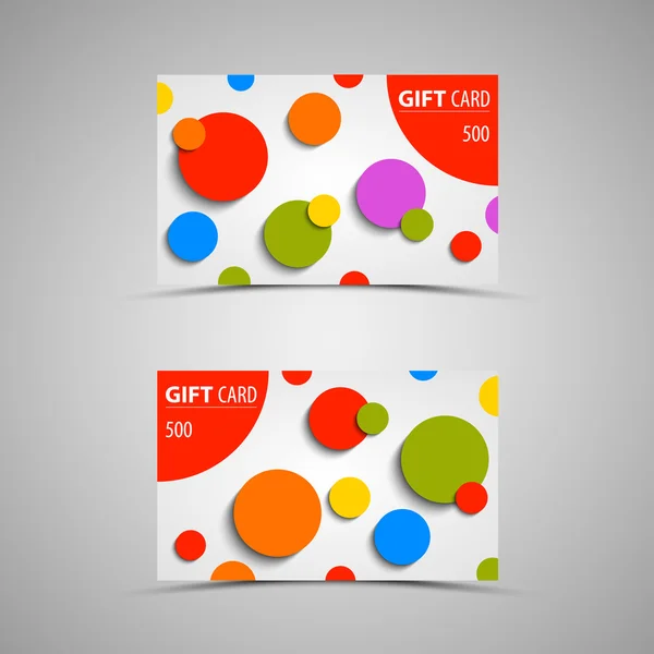Presentkort med abstrakt färgade cirklar — Stock vektor