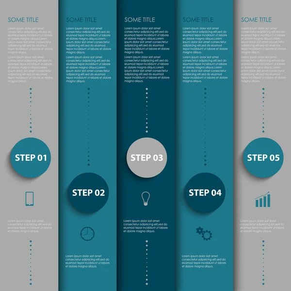 Info gráfico com design azul e cinza listras modelo — Vetor de Stock