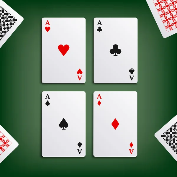 Cztery asy do gry w pokera — Wektor stockowy