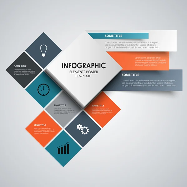 Infografik mit abstrakten farbigen Quadraten Vorlage — Stockvektor