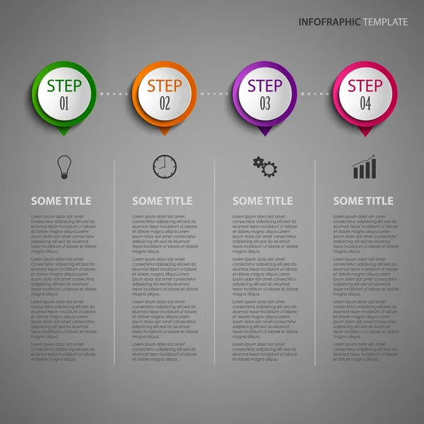 Infografik mit Designzeiger auf dunklem Hintergrund — Stockvektor