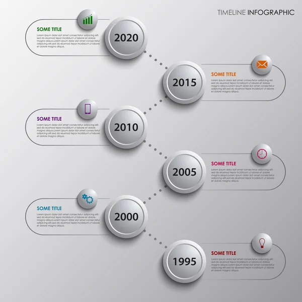Línea de tiempo info gráfico con plantilla de burbujas de diseño — Archivo Imágenes Vectoriales