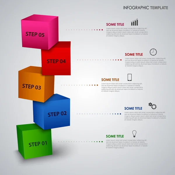 Infographie graphique avec modèle de cubes de conception colorés — Image vectorielle