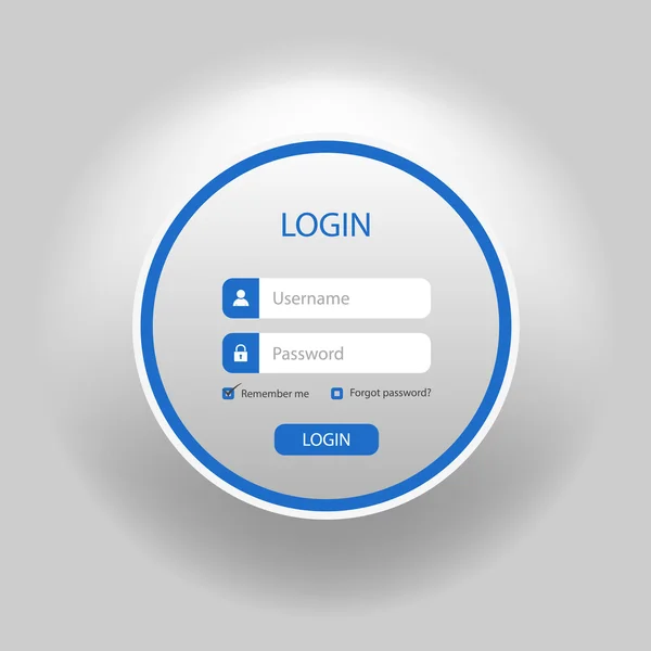 Login web blue round screen template — Stock Vector