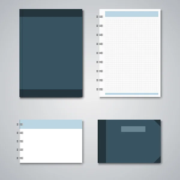 Collection blue and white notebooks template — Stock Vector