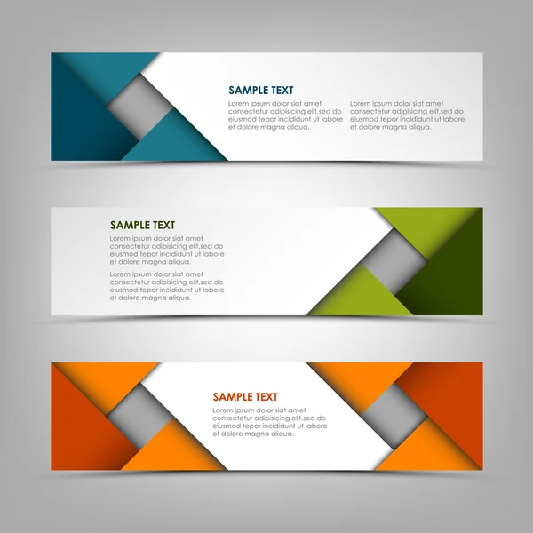 Bannières de collection avec des triangles colorés abstraits — Image vectorielle