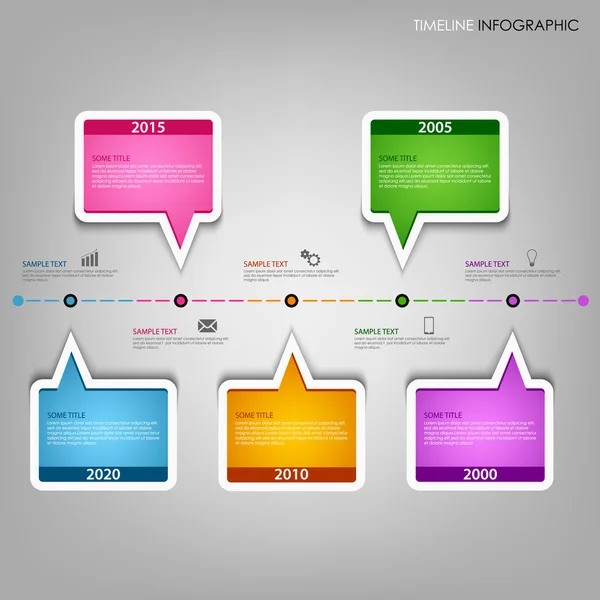 時間線情報グラフィック テキストの泡のデザイン テンプレート — ストックベクタ