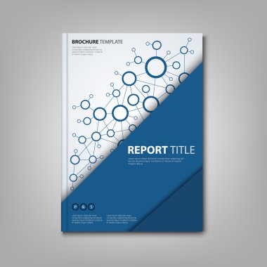 Broşürler kitap veya el ilanı ile üçgen mavi bağlantı tasarım şablonu