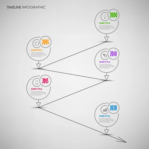 Infografik zur Zeitleiste mit dünnem Zeiger — Stockvektor