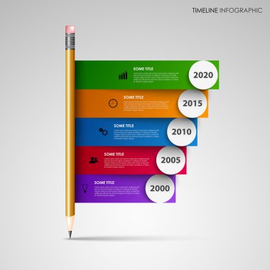 Şablon zaman satır bilgi kalem ile grafik ve renkli çizgili