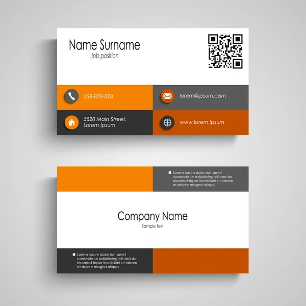 Visitenkarte mit orange-grauem Quadrat-Design — Stockvektor