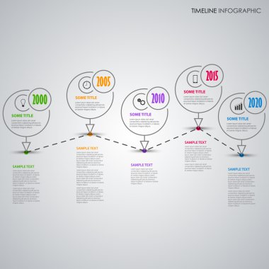 Zaman satırı bilgi grafik ince çizgi işaretçi şablonu ile