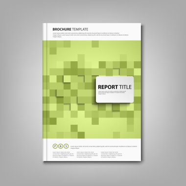 Broşürler kitap ya da yeşil kare soyut mozaik el ilanı