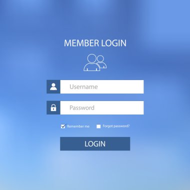 Giriş web ekranı ile mavi tasarım şablonu