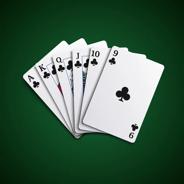 Poker kort spola ekollon hand — Stock vektor