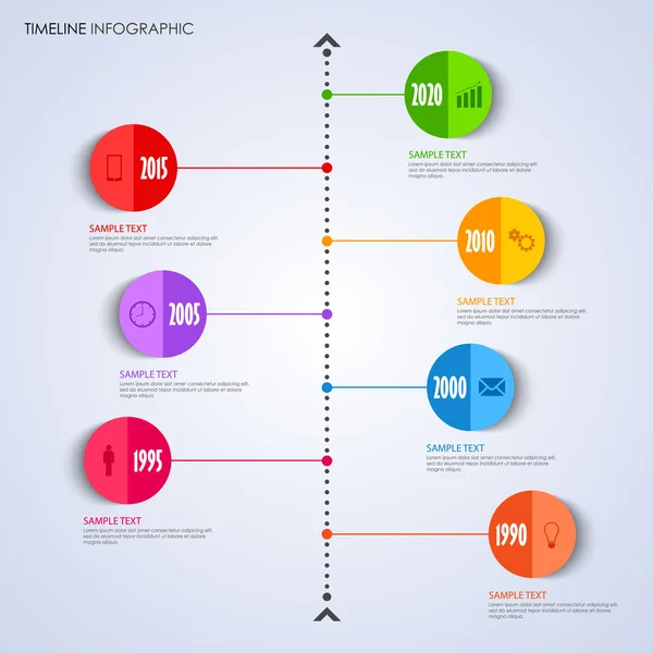 Línea de tiempo info gráfico con plantilla de puntero redondo doblado — Vector de stock