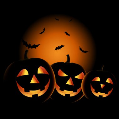 Cadılar Bayramı gecesi sırıtan kabaklar arka plan ile