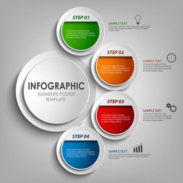 Yuvarlak renkli bilgi grafik tasarım şablon etiketleri