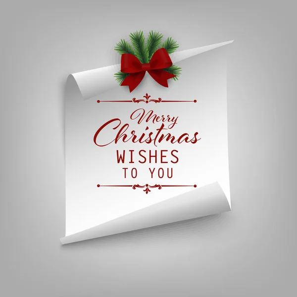 Kerstkaart Met Gebogen Papier Lint Template Vector Eps — Stockvector