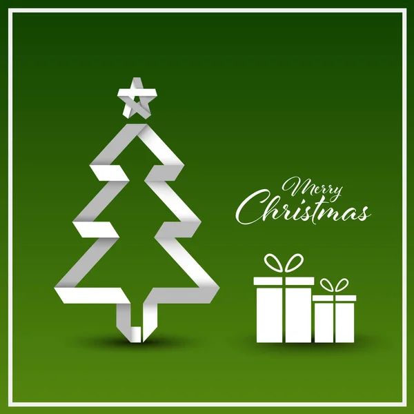 Cartão Natal Com Árvore Dobrada Branco Verde Design Vector Eps — Vetor de Stock