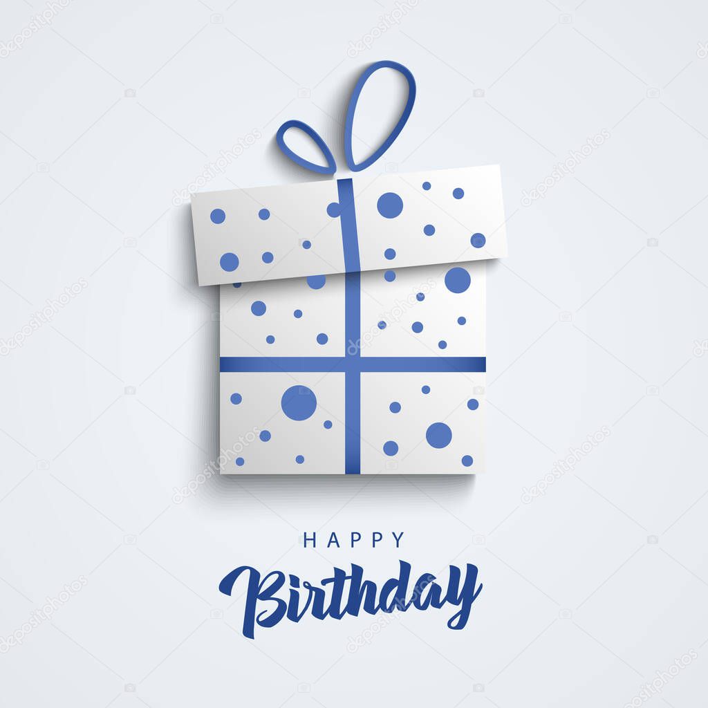 Birthday card with abstract gift in blue white design vector eps 10