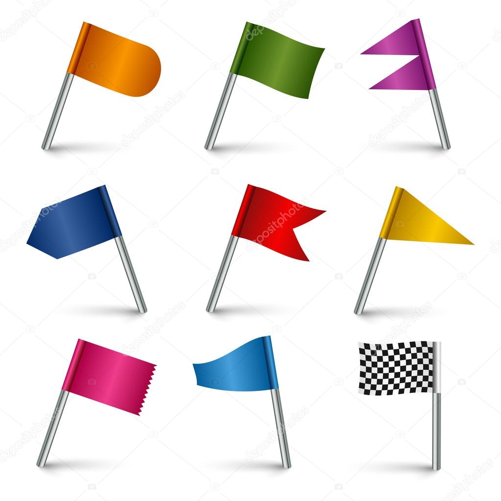 Set colored flag pins web elements