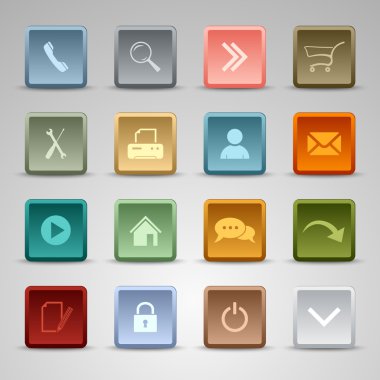 renkli set web Dörtköşe düğme şablonu