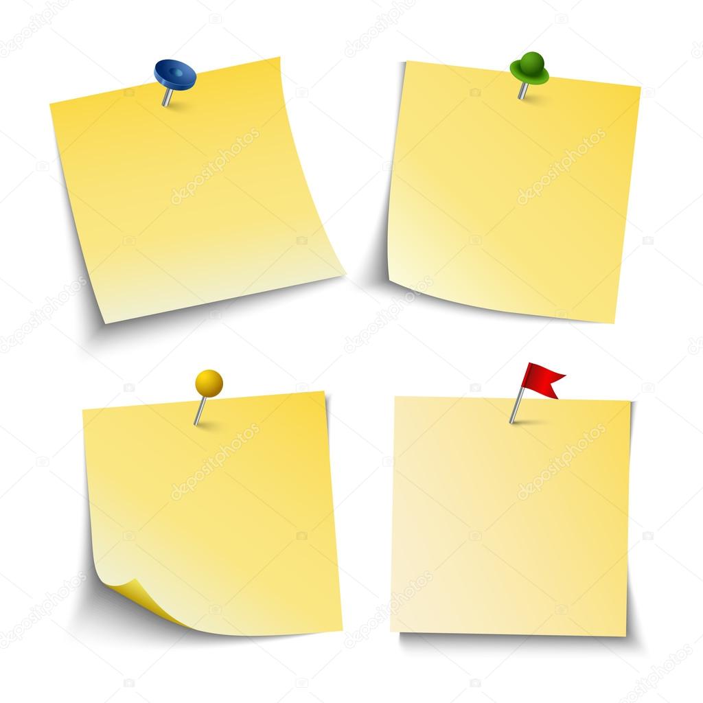 Note paper with push colored pins template
