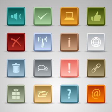 renkli set kare web düğme şablonu