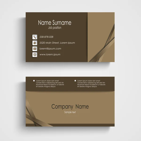 Modern sample brown business card template — Stock Vector